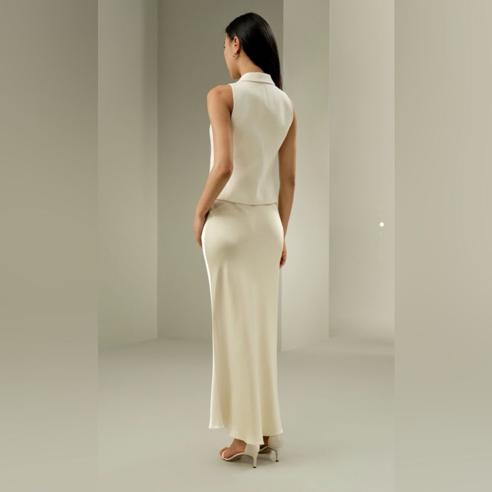 Lilysilk Silk Maxi Skirt With Flare Hem White Size US 6 - Picture 3 of 5